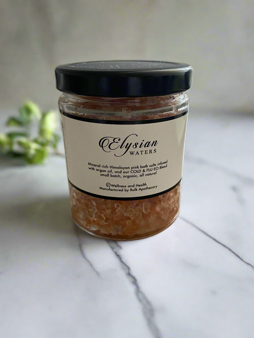 Mineral Rich Himalayan Bath Salts with Argan Oil & Cold & Flu EO Blend